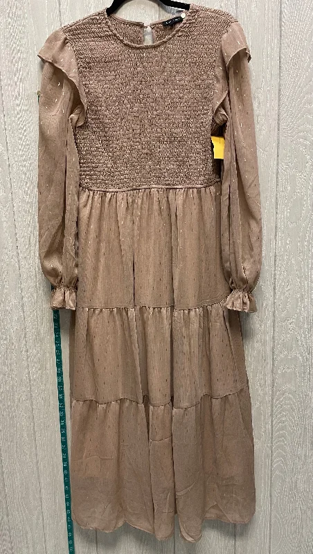 Dress Casual Midi By August skies In Brown & Gold, Size: L