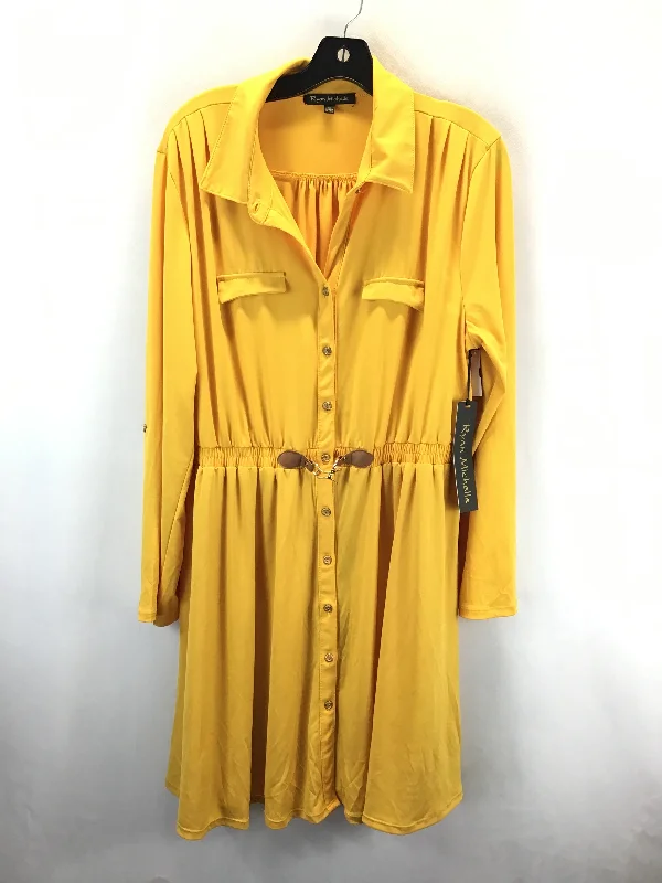 Dress Casual Midi By Clothes Mentor In Yellow, Size: Xl