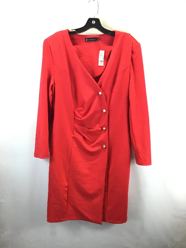 Dress Casual Midi By New York And Co In Red, Size: Xl