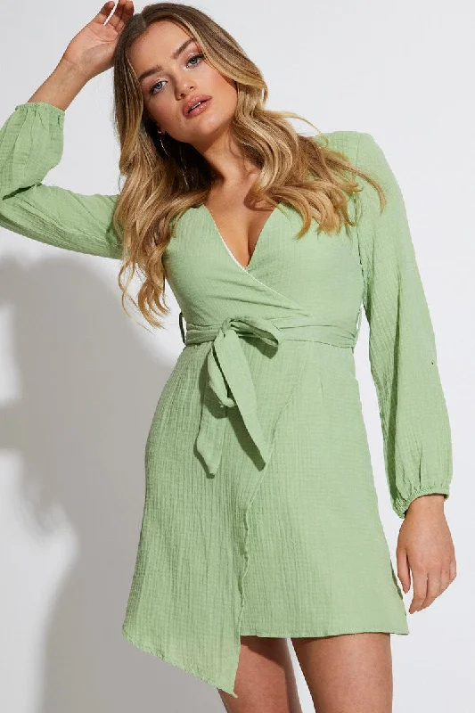 Green Mini Dress Short Sleeve