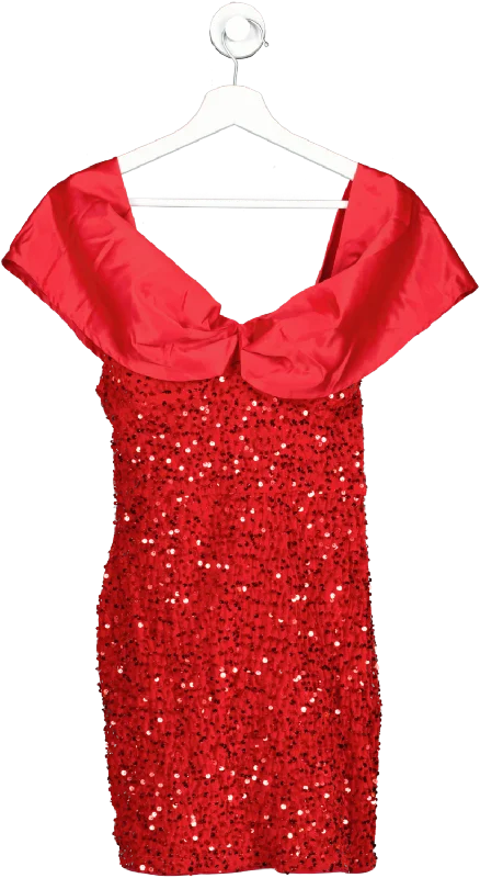 Red Sequin Mini Dress UK S