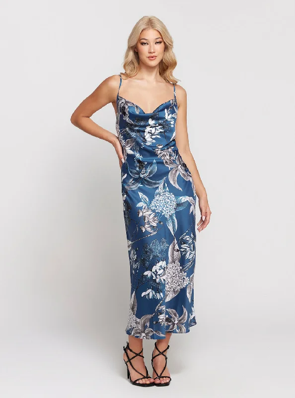 Blue Floral Print Akilina Maxi Dress