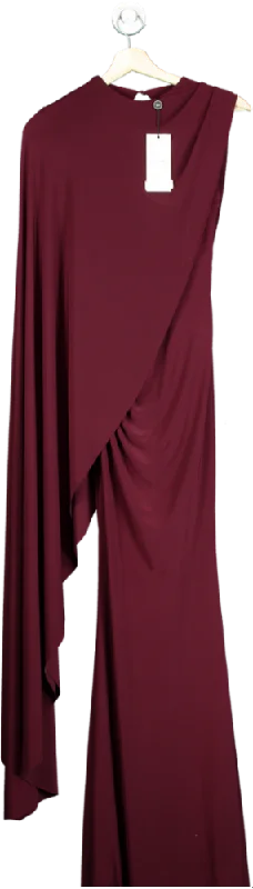 Club L London Burgundy One-Sleeve Cape Maxi Dress UK 4