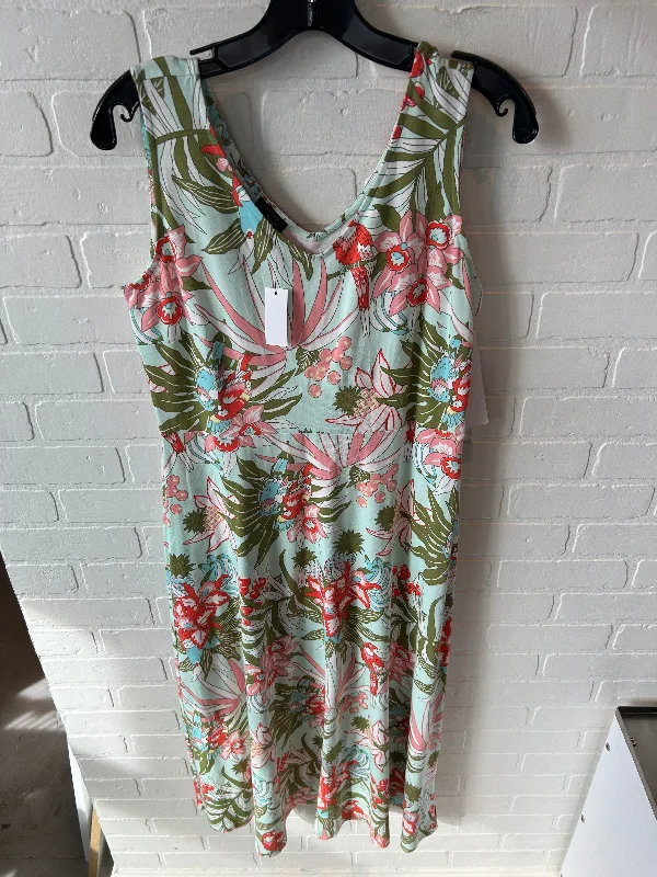 Dress Casual Maxi By Talbots In Green & Pink, Size: Mp