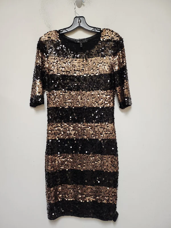 Dress Party Short By Bcbgmaxazria In Black & Gold, Size: M