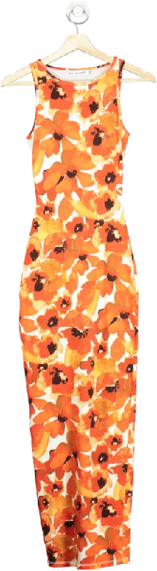 SLA The Label Orange Floral Maxi Dress UK XXS