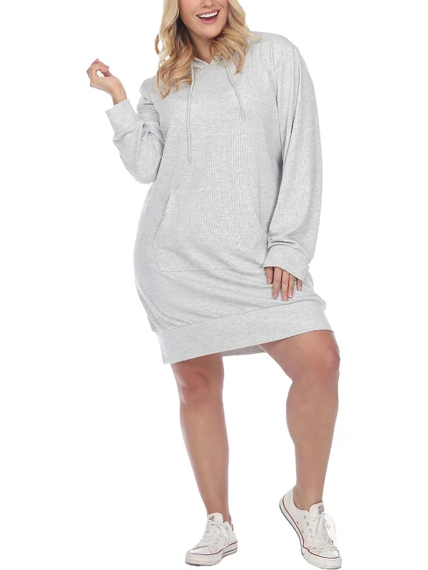 Plus Womens Hoodie Short Sweatshirt Dress