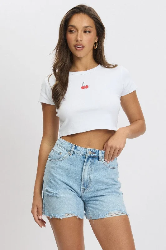 White Graphic Tee Short Sleeve