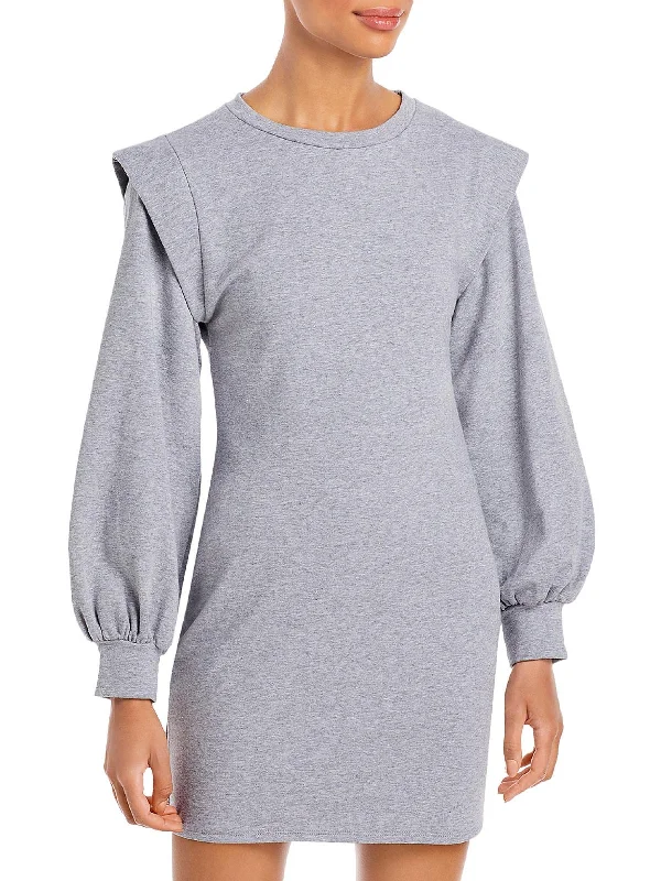 Womens Crew Neck Long Sleeves Sweatshirt Dress