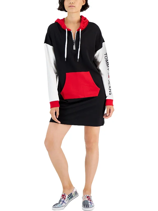 Womens Hooded Mini Sweatshirt Dress