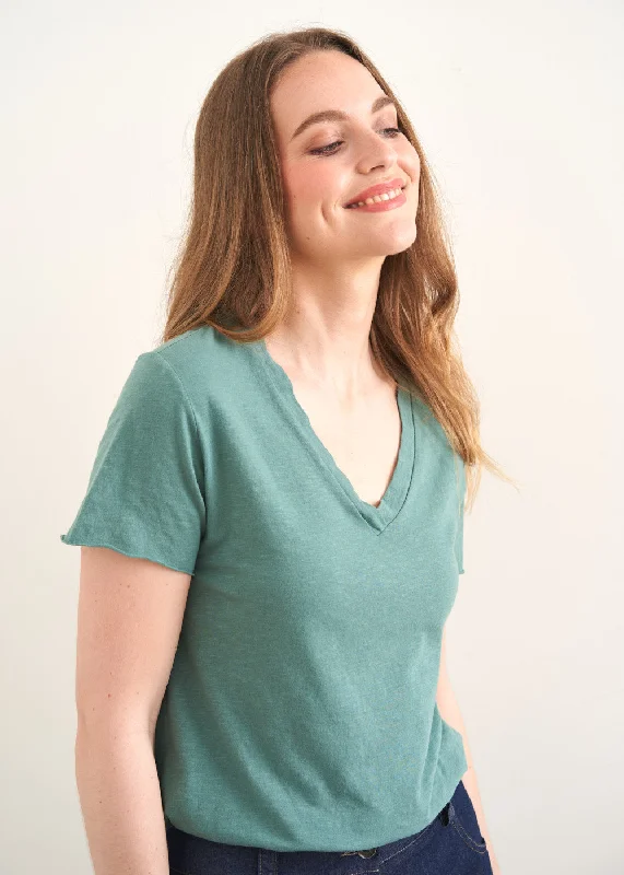 BENNY SHORT SLEEVE SLUB JERSEY TOP - SAGE