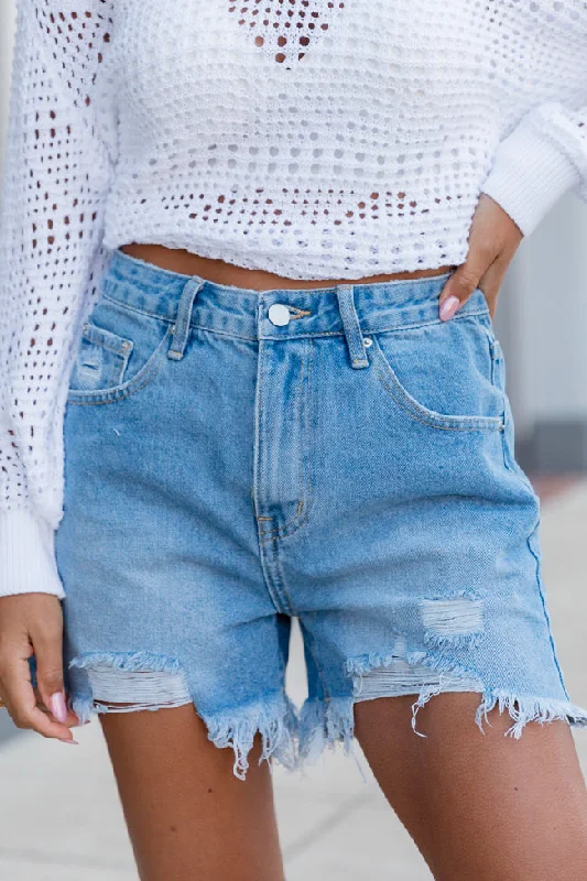 Classic Medium Distressed High Waisted Shorts