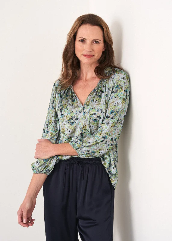 FIONA SATIN FLORAL PRINT TOP