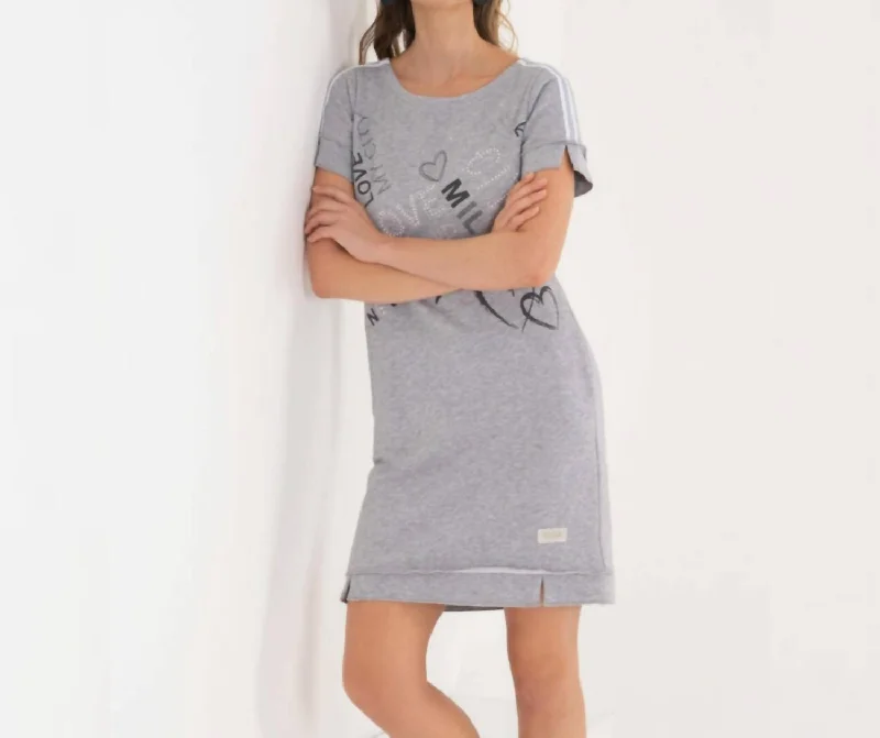 Paris Sweatshirt Dress In Grey