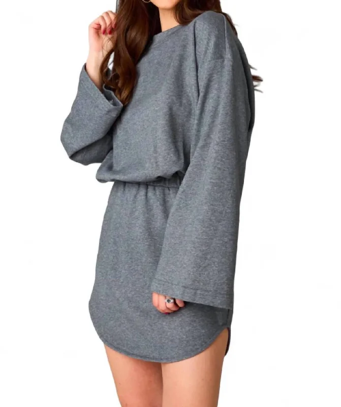 Willa Sweatshirt Dress In Heather Grey