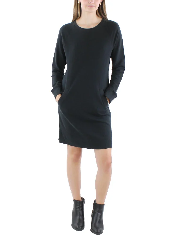 Womens Above Knee Long Sleeve Sweatshirt Dress