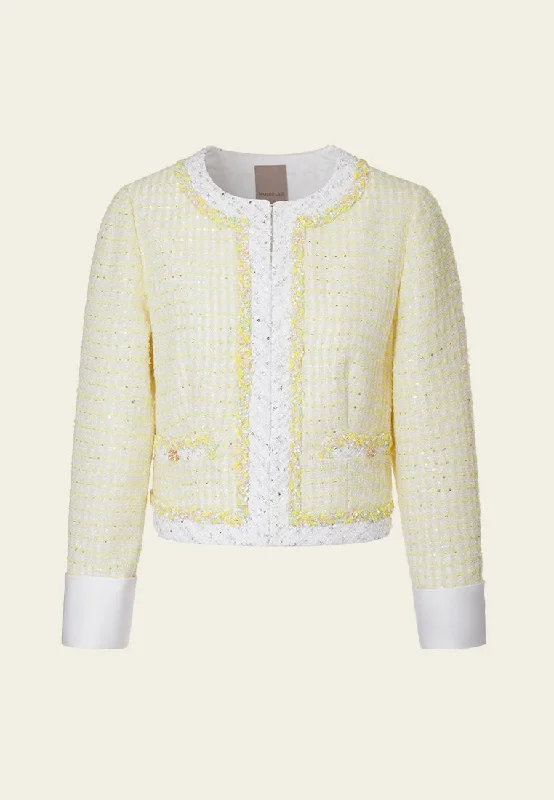 Contrasting-trim Braided-detail Sequin-detail Tweed Jacket