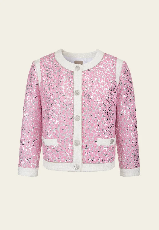 Contrasting-trim Sequined Jacket