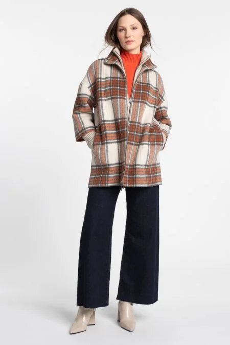 Kinross Cashmere Plaid Knit Insert Coat