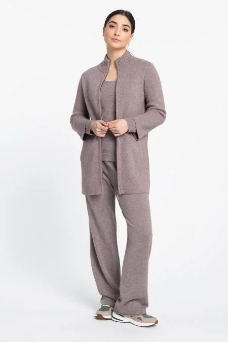 Kinross Cashmere Zip Mock Swing Cardigan