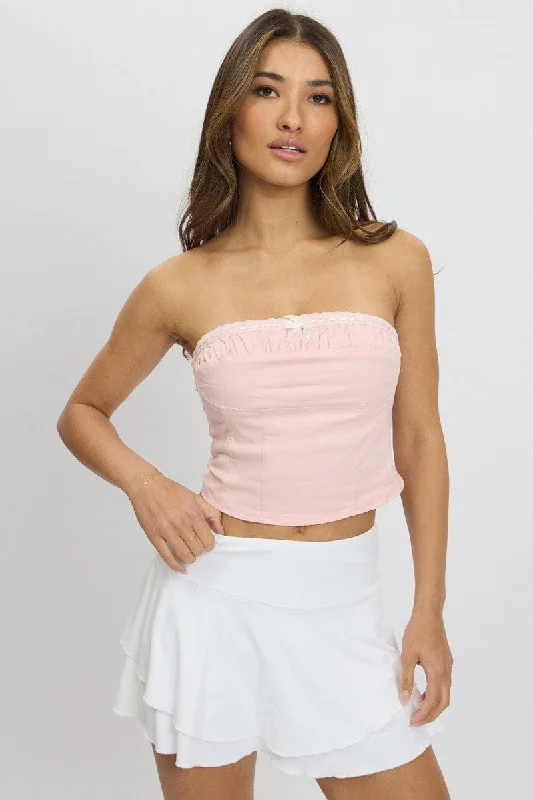 Pink Trimmed Tube Top