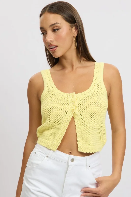 Yellow Crochet Knit Vest